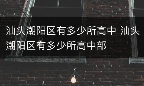 汕头潮阳区有多少所高中 汕头潮阳区有多少所高中部