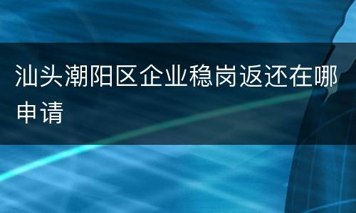 汕头潮阳区企业稳岗返还在哪申请