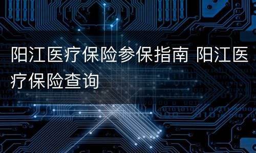阳江医疗保险参保指南 阳江医疗保险查询