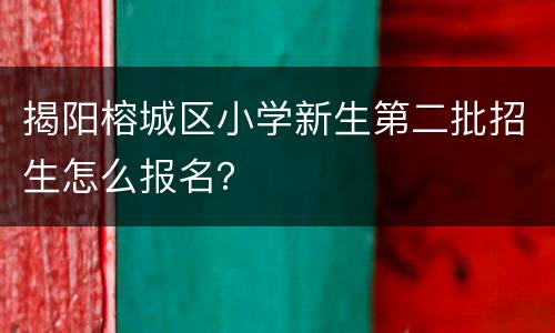 揭阳榕城区小学新生第二批招生怎么报名？