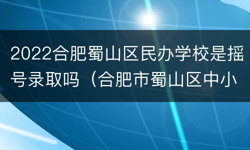 2022合肥蜀山区民办学校是摇号录取吗（合肥市蜀山区中小学招生2021）