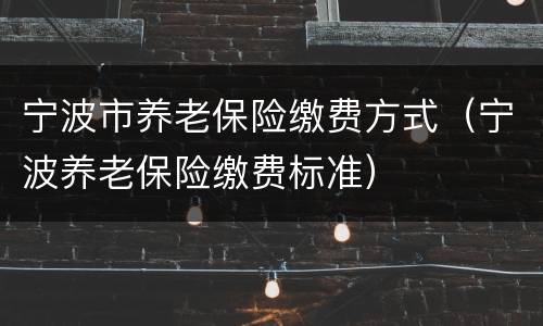 宁波市养老保险缴费方式（宁波养老保险缴费标准）