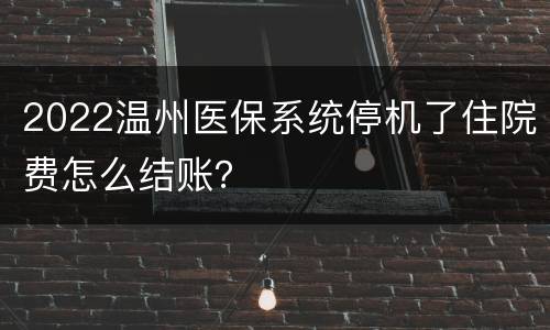 2022温州医保系统停机了住院费怎么结账？