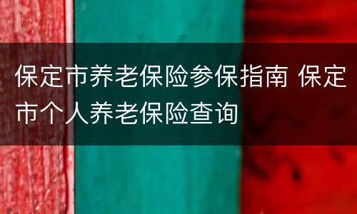 保定市养老保险参保指南 保定市个人养老保险查询