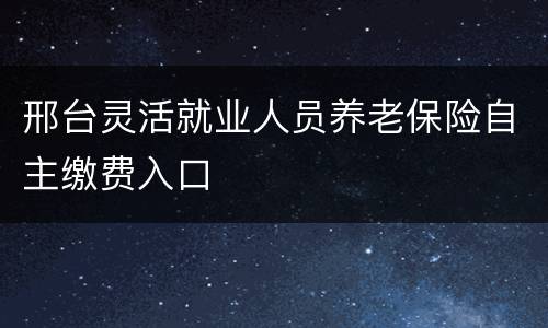 邢台灵活就业人员养老保险自主缴费入口