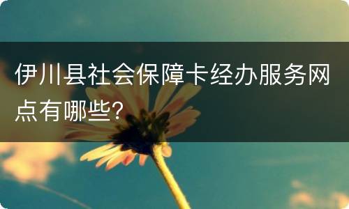 伊川县社会保障卡经办服务网点有哪些？