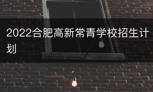 2022合肥高新常青学校招生计划
