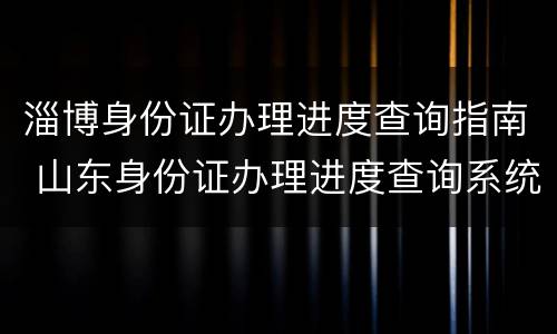 淄博身份证办理进度查询指南 山东身份证办理进度查询系统