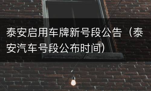 泰安启用车牌新号段公告（泰安汽车号段公布时间）