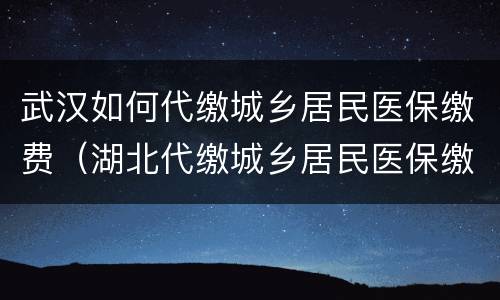 武汉如何代缴城乡居民医保缴费（湖北代缴城乡居民医保缴费）
