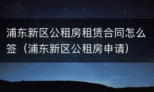 浦东新区公租房租赁合同怎么签（浦东新区公租房申请）