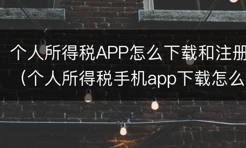 个人所得税APP怎么下载和注册（个人所得税手机app下载怎么注册）
