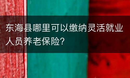 东海县哪里可以缴纳灵活就业人员养老保险?