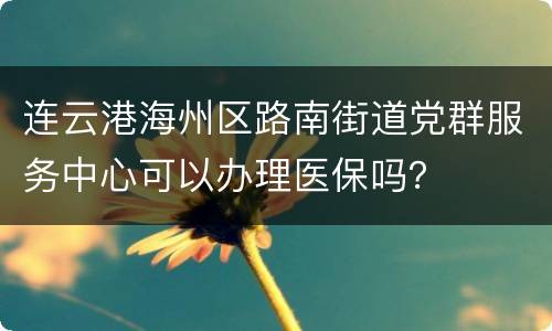 连云港海州区路南街道党群服务中心可以办理医保吗？