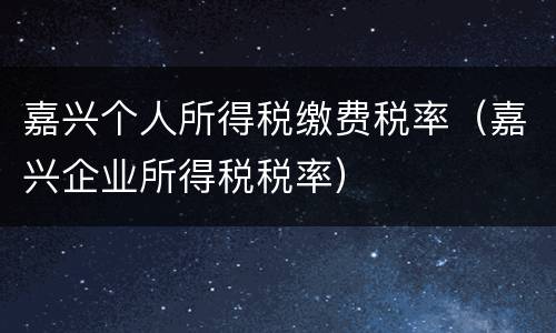 嘉兴个人所得税缴费税率（嘉兴企业所得税税率）