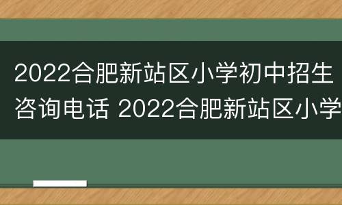 2022合肥新站区小学初中招生咨询电话 2022合肥新站区小学初中招生咨询电话是多少