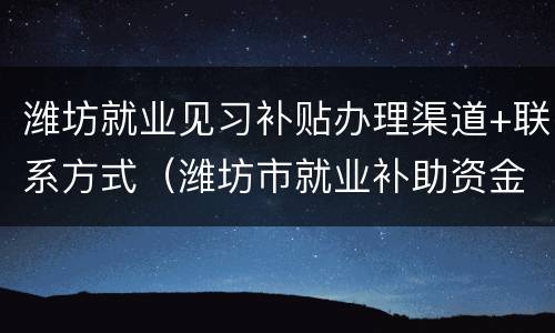潍坊就业见习补贴办理渠道+联系方式（潍坊市就业补助资金管理办法）