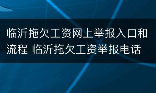 临沂拖欠工资网上举报入口和流程 临沂拖欠工资举报电话
