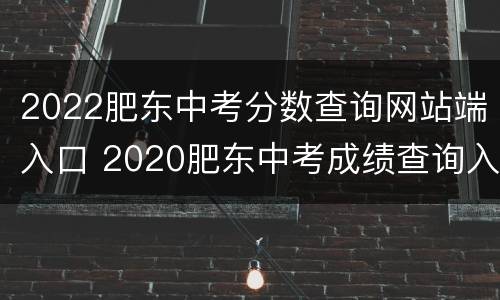 2022肥东中考分数查询网站端入口 2020肥东中考成绩查询入口