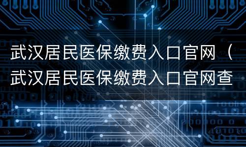 武汉居民医保缴费入口官网（武汉居民医保缴费入口官网查询）