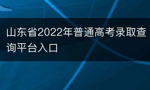山东省2022年普通高考录取查询平台入口