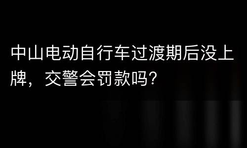 中山电动自行车过渡期后没上牌，交警会罚款吗?