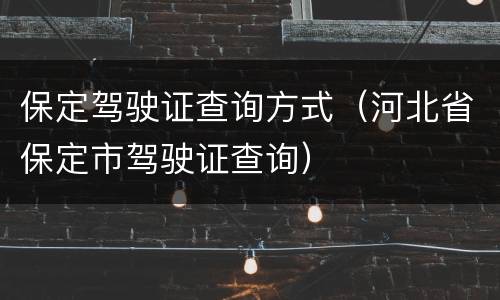 保定驾驶证查询方式（河北省保定市驾驶证查询）