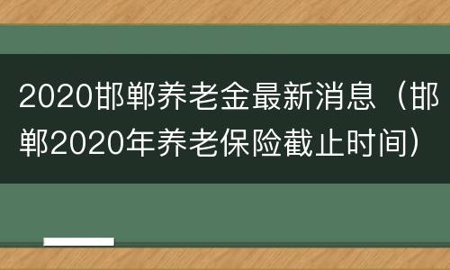 2020邯郸养老金最新消息（邯郸2020年养老保险截止时间）