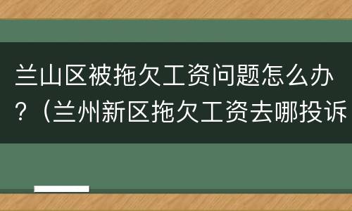 兰山区被拖欠工资问题怎么办?（兰州新区拖欠工资去哪投诉）