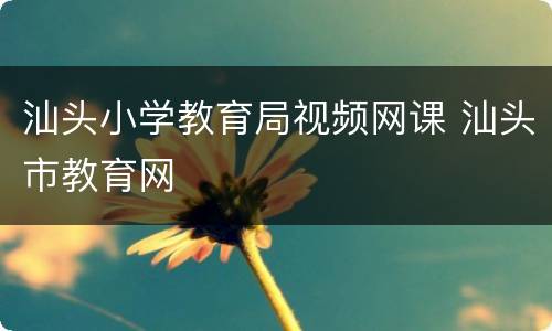 汕头小学教育局视频网课 汕头市教育网