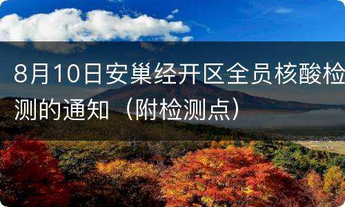 8月10日安巢经开区全员核酸检测的通知（附检测点）
