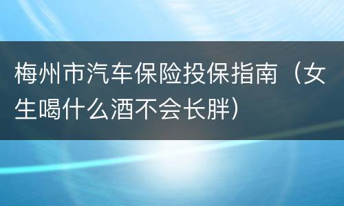 梅州市汽车保险投保指南（女生喝什么酒不会长胖）