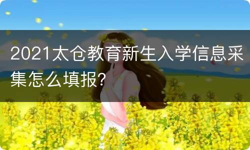 2021太仓教育新生入学信息采集怎么填报？