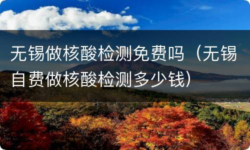 无锡做核酸检测免费吗（无锡自费做核酸检测多少钱）