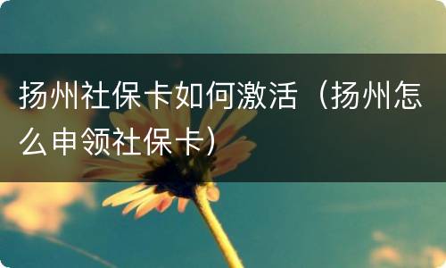 扬州社保卡如何激活（扬州怎么申领社保卡）