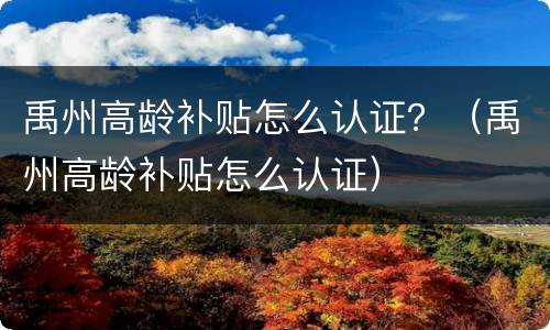 禹州高龄补贴怎么认证？（禹州高龄补贴怎么认证）