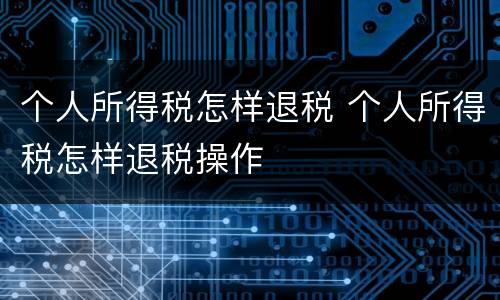 个人所得税怎样退税 个人所得税怎样退税操作