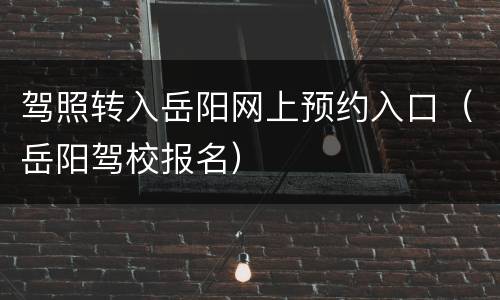驾照转入岳阳网上预约入口（岳阳驾校报名）