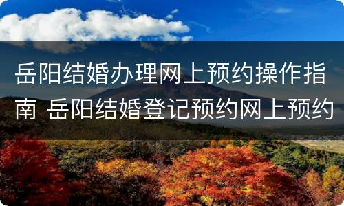 岳阳结婚办理网上预约操作指南 岳阳结婚登记预约网上预约