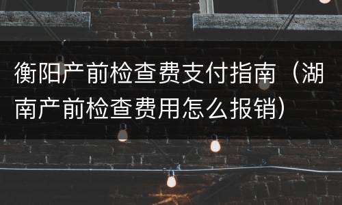 衡阳产前检查费支付指南（湖南产前检查费用怎么报销）