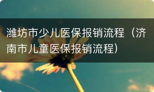 潍坊市少儿医保报销流程（济南市儿童医保报销流程）