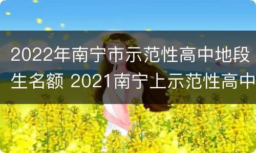 2022年南宁市示范性高中地段生名额 2021南宁上示范性高中人数