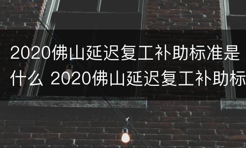 2020佛山延迟复工补助标准是什么 2020佛山延迟复工补助标准是什么样的