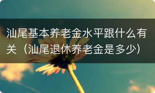 汕尾基本养老金水平跟什么有关（汕尾退休养老金是多少）