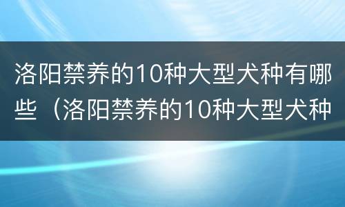 洛阳禁养的10种大型犬种有哪些（洛阳禁养的10种大型犬种有哪些图片）