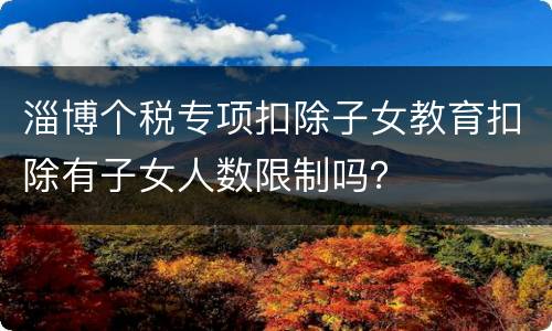 淄博个税专项扣除子女教育扣除有子女人数限制吗？