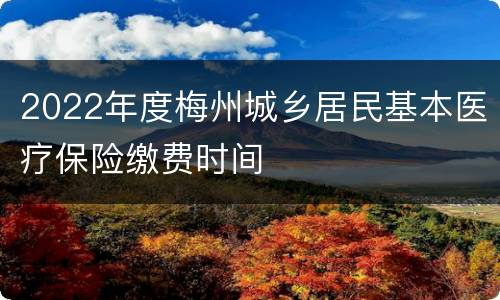 2022年度梅州城乡居民基本医疗保险缴费时间