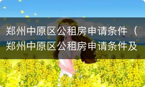 郑州中原区公租房申请条件（郑州中原区公租房申请条件及流程）