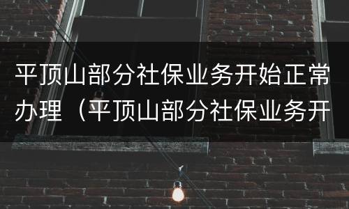 平顶山部分社保业务开始正常办理（平顶山部分社保业务开始正常办理了吗）