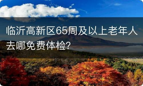 临沂高新区65周及以上老年人去哪免费体检？